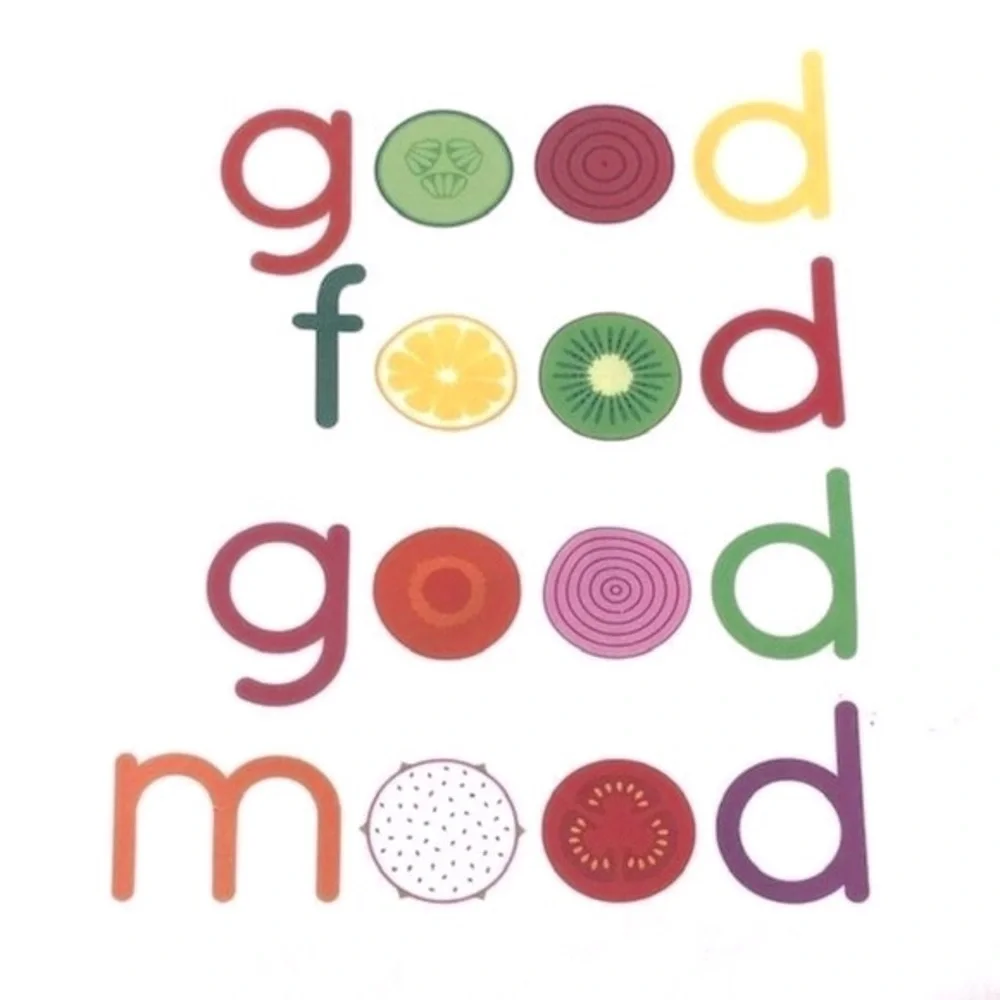 🌺 Good Food Colorful Graphic Set of 2 Cotton Kitchen Towels NWT